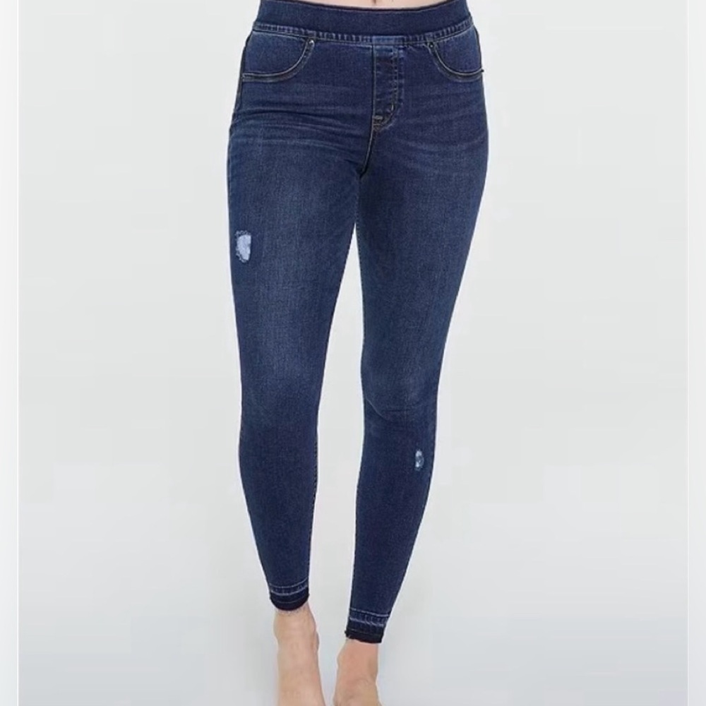 Spanx Distressed Ankle Skinny Denim Jean Legging Dark Wash Women’s Size - Medium